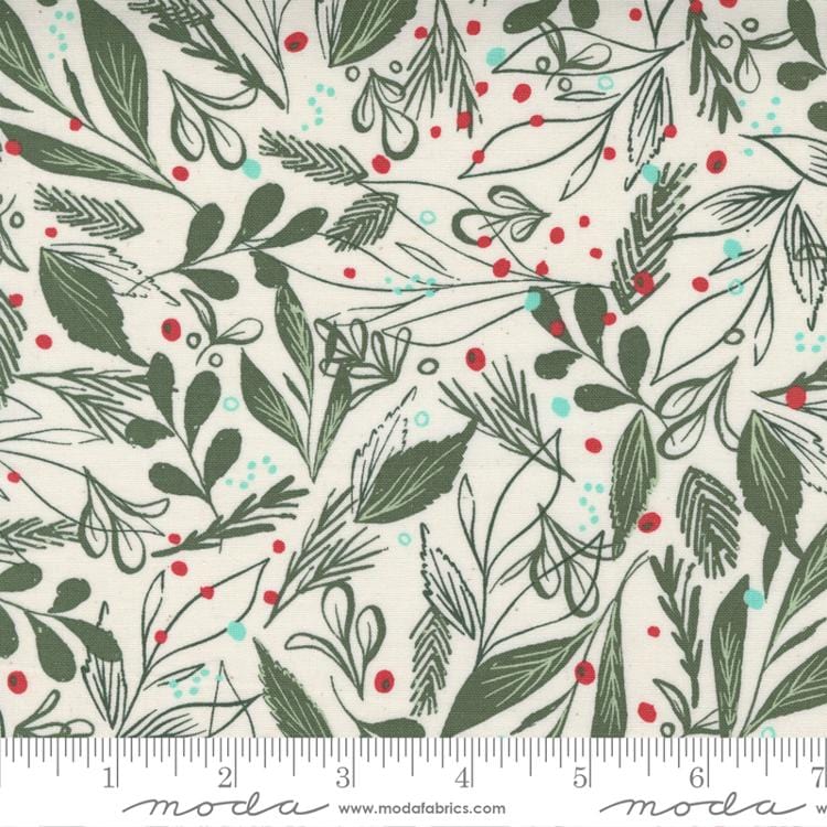 Winter Foliage on Natural - Cheer and Merriment Collection - MODA