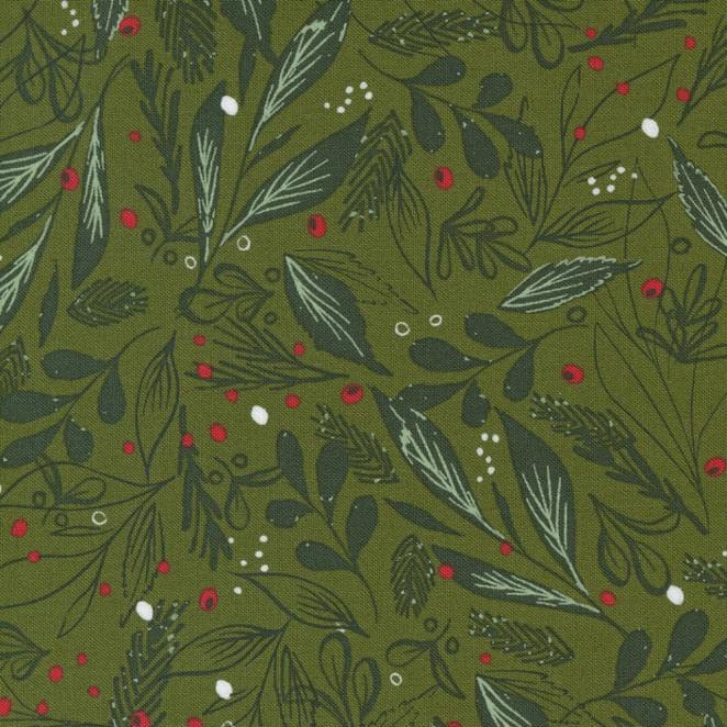 Winter Foliage on Sage - Cheer and Merriment Collection - MODA