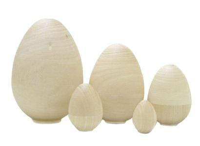 Wooden 4.5" Blank Nesting Egg Set - 5 pieces