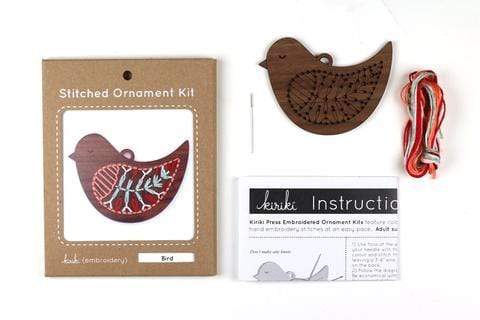Wooden Bird Stitched Ornament Kit from Kiriki
