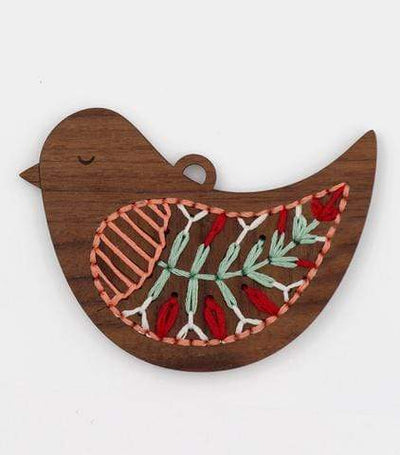 Wooden Bird Stitched Ornament Kit from Kiriki
