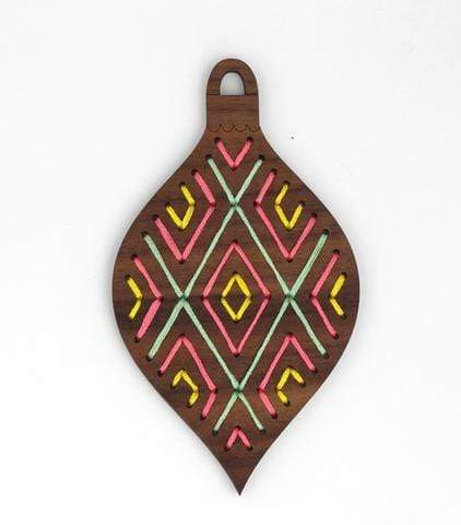 Wooden Geometric Stitched Ornament Kit from Kiriki
