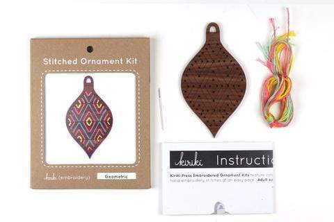 Wooden Geometric Stitched Ornament Kit from Kiriki