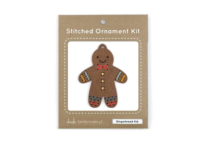 Wooden Gingerbread Kid Stitched Ornament Kit from Kiriki
