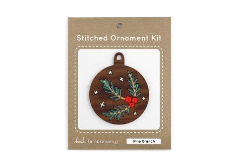 Wooden Pine Branch Stitched Ornament Kit from Kiriki