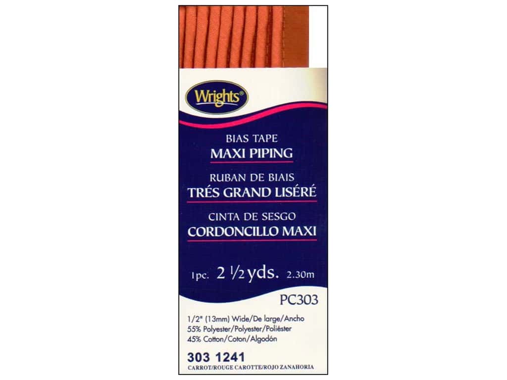 Wrights Packaged Biased Tape Maxi Piping - Carrot