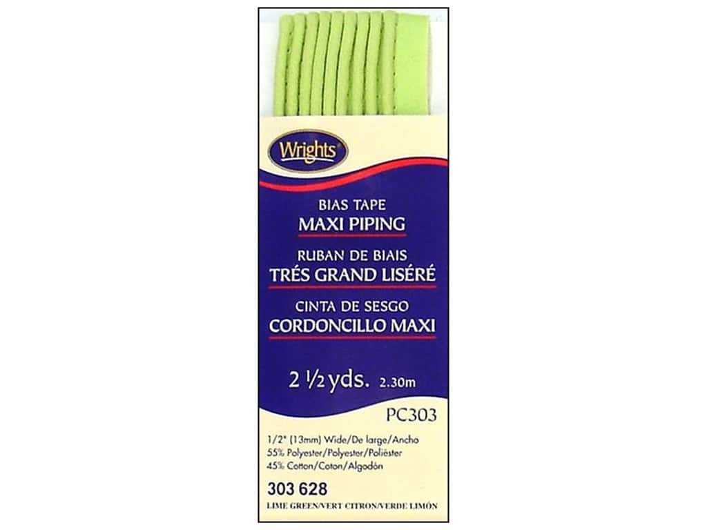 Wrights Packaged Biased Tape Maxi Piping - Lime Green